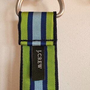 J Crew Green & Blue Striped Cloth Belt